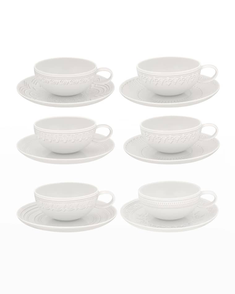 Vista Alegre Ornament Teacups & Saucers, Set of 6