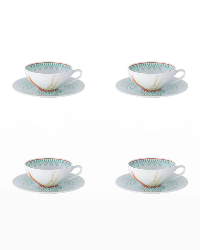 Vista Alegre Fiji Tea Cups & Saucers, Set of 4