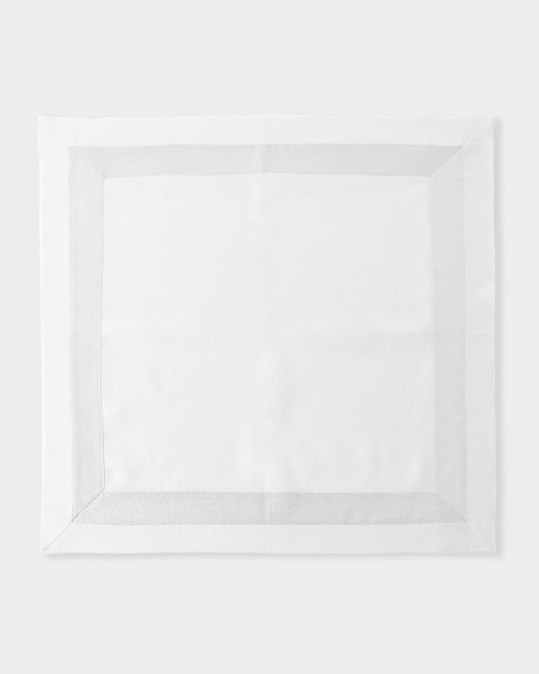 Nomi K Silver Shimmer White New Border Napkin