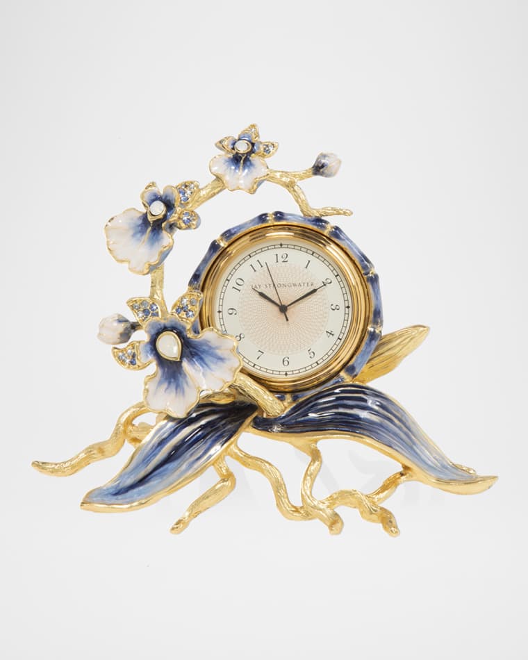Jay Strongwater Indigo Orchid Clock