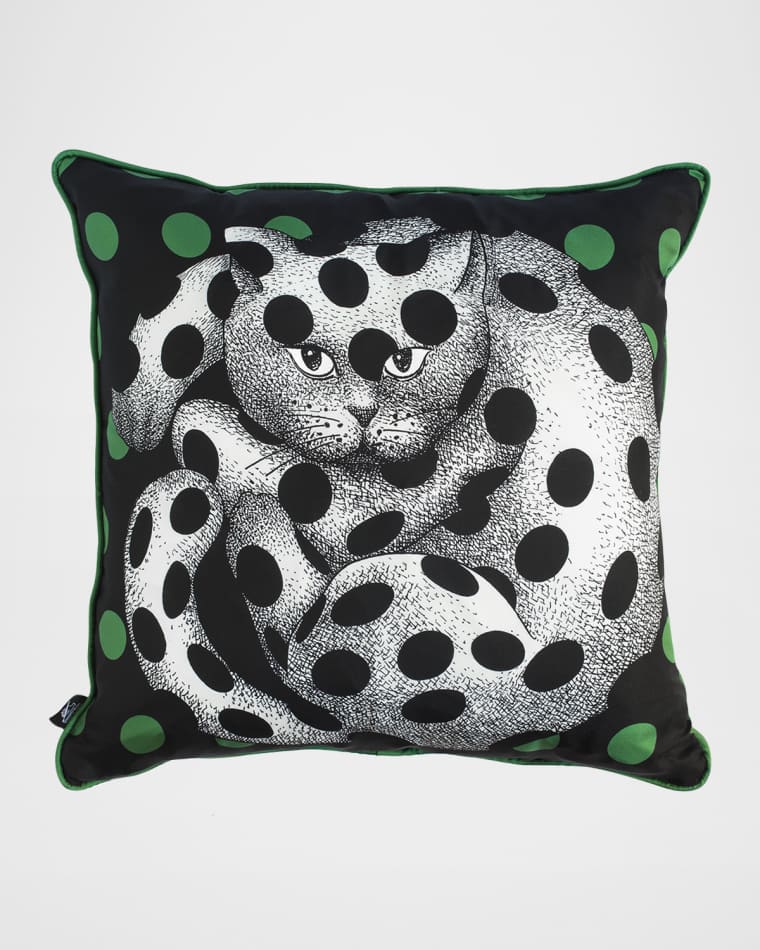 Fornasetti Silk Cushion High Fidelity Spotted Cat