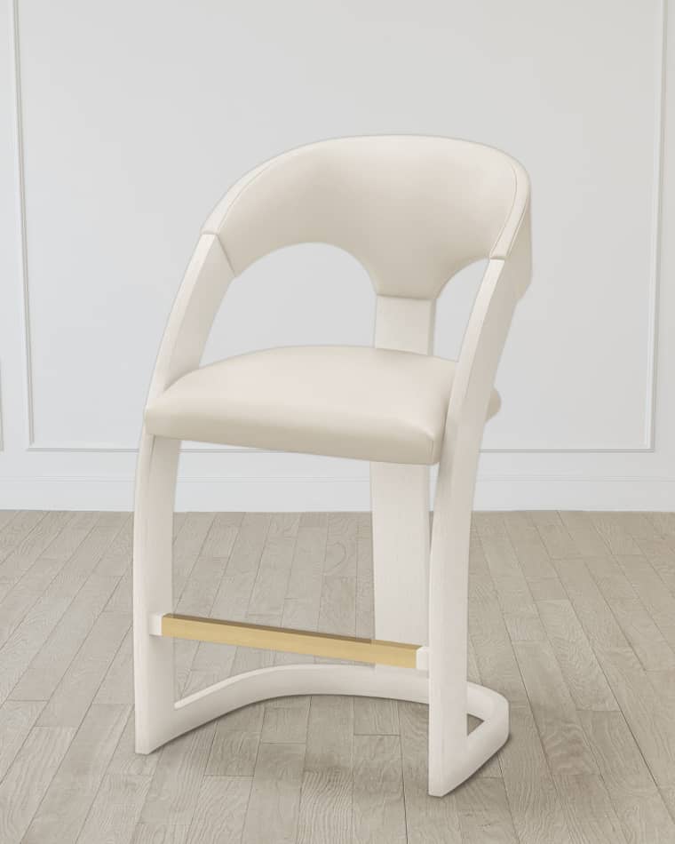 William D. Scott for Global Views Delia Antique White Counter Stool