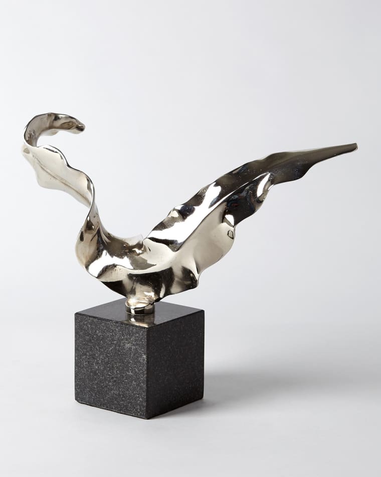 William D Scott for Global Views Small Nickel Leaf Sculpture