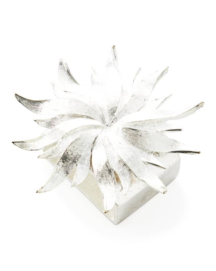Nomi K Matte Silver Sunburst Napkin Rings, Set of 4