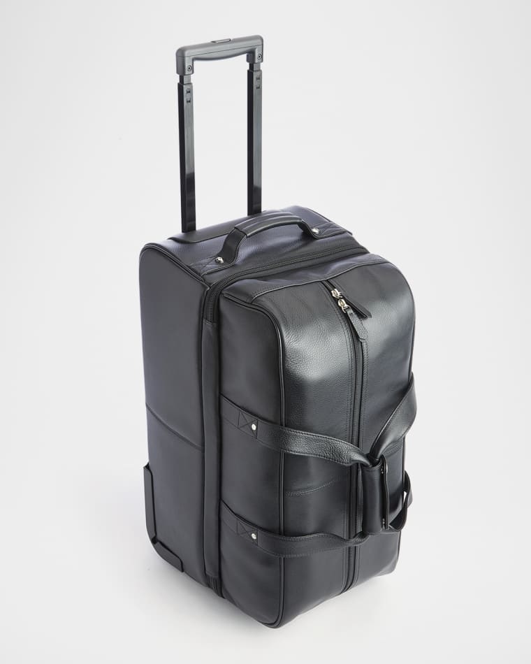 ROYCE New York Monogrammed Leather Executive Rolling Duffel Suitcase