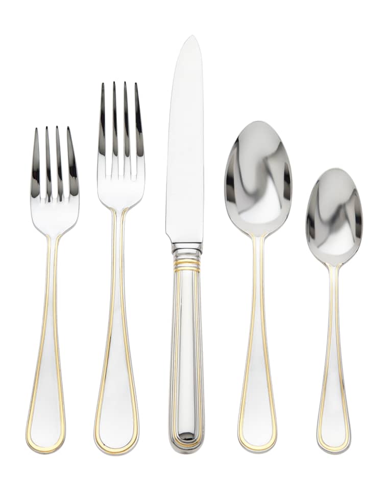 Ricci Silversmith 5-Piece Ascot Gold Flatware Set
