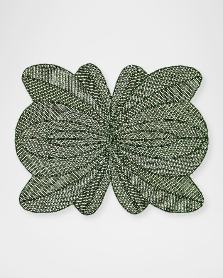 Nomi K Green Peacock Hand-Beaded Placemat
