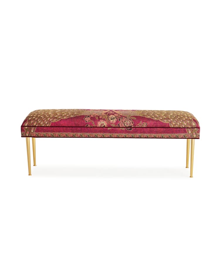 Haute House Fuchsia Peacock Bench, 50"