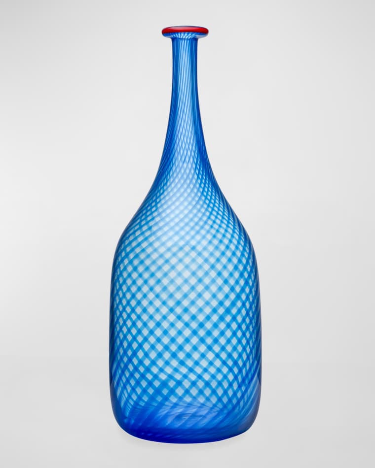 Kosta Boda Red Rim Blue Bottle