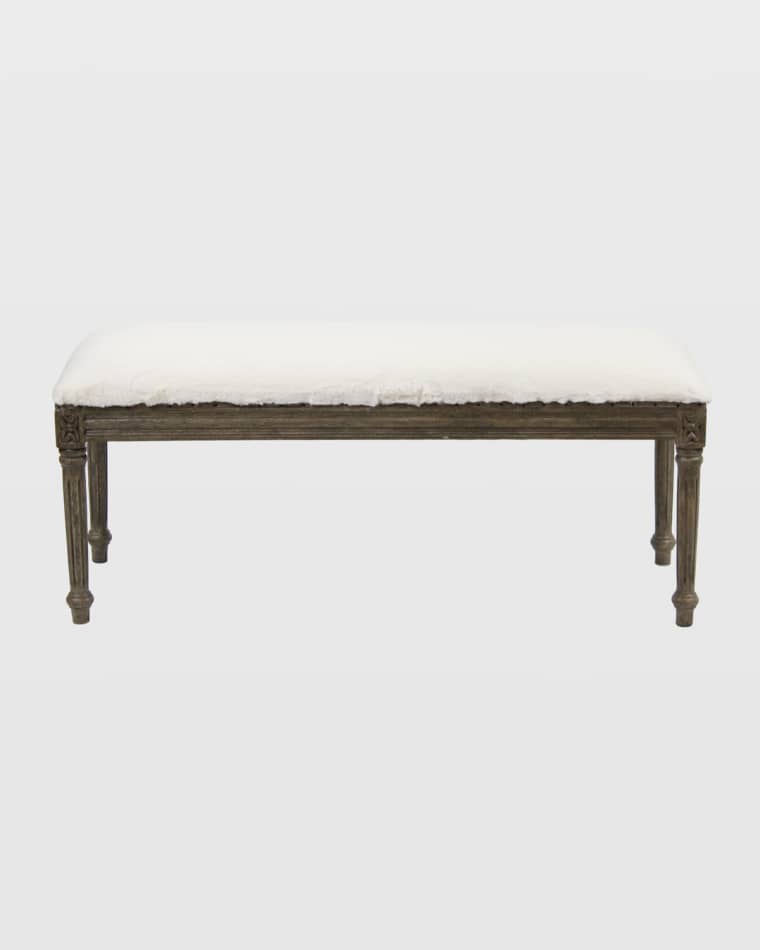 Peninsula Home Collection Short French Bench with Faux Fur Cushion