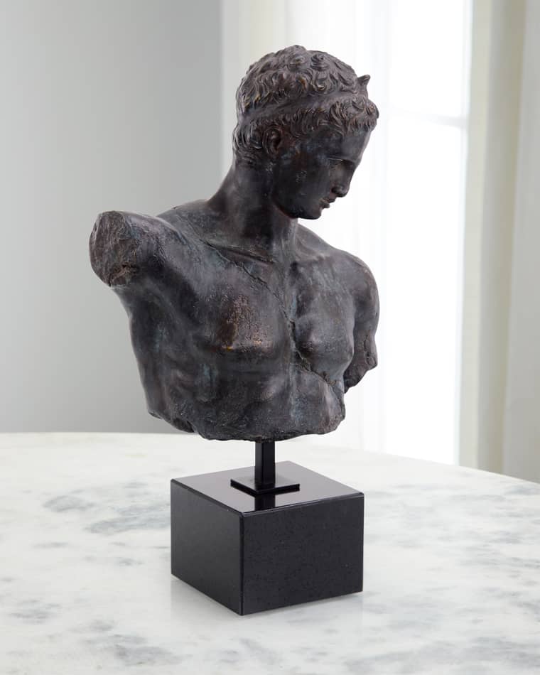 John-Richard Collection Greek Bust Sculpture in Verde Black