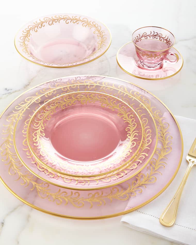 Neiman Marcus Blush Oro Bello Dinner Plates, Set of 4 Blush Oro Bello Salad Plates, Set of 4 Blush Oro Bello Soup Bowls, Set of 4