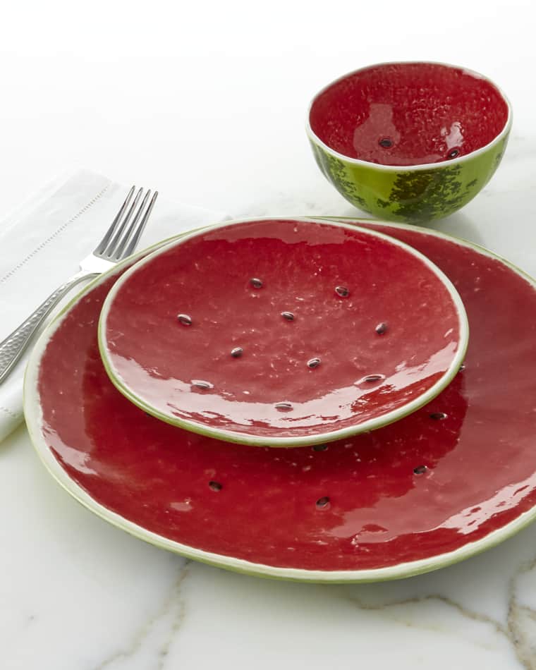 Bordallo Pinheiro Watermelon Salad Bowl Watermelon Salad Bowl Watermelon Fruit Plates, Set of 4