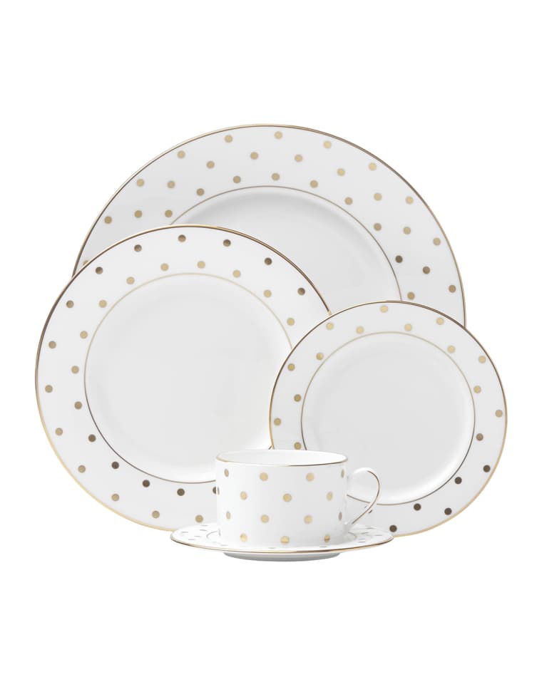 kate spade new york 5-Piece Larabee Road Gold-Dot Dinnerware Place Setting larabee road cup larabee road accent plate
