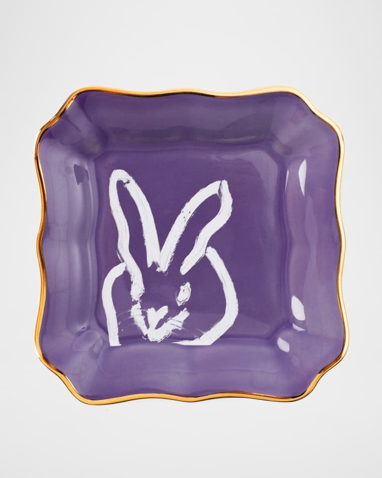 Hunt Slonem Portrait Plate with Gold Rim - Purple