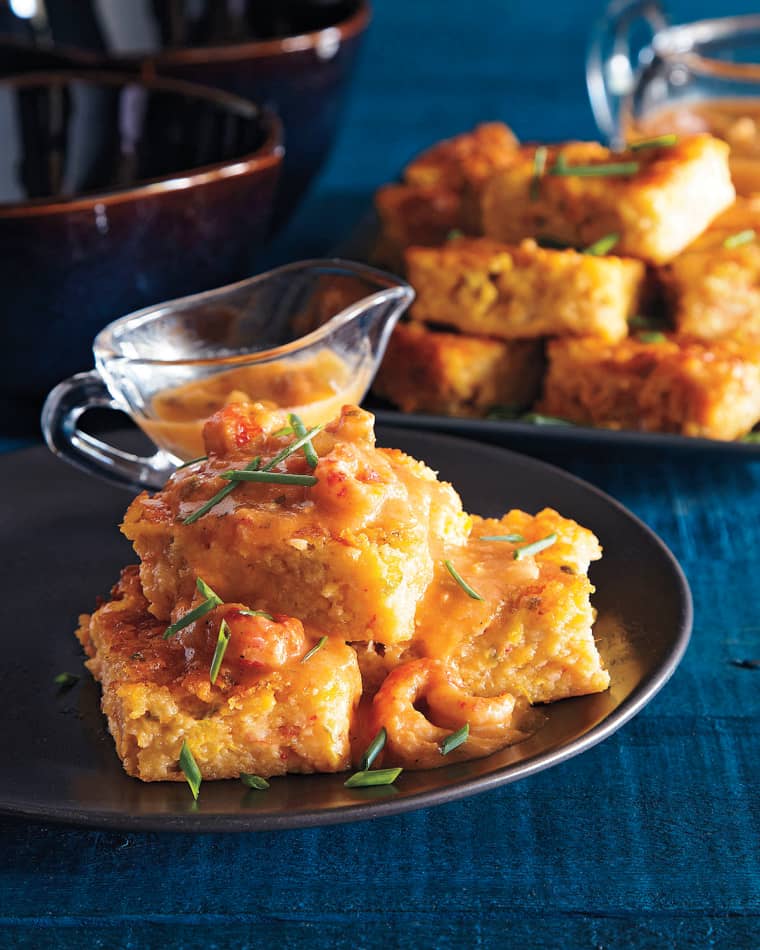 The Cajun Turkey Co Crawfish Cornbread with Crawfish Etouffee