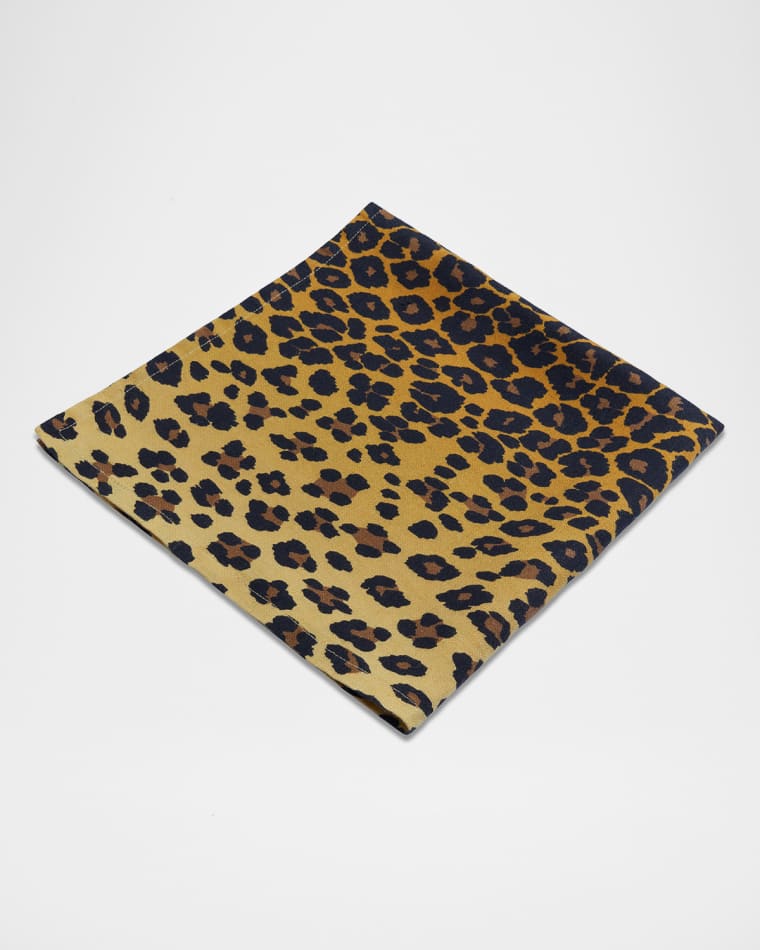 L'Objet Linen Sateen Leopard Napkins, Set of 4