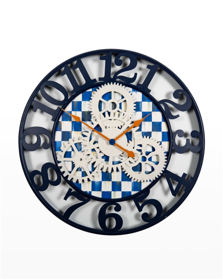 MacKenzie-Childs Royal Check Farmhouse Large Wall Clock
