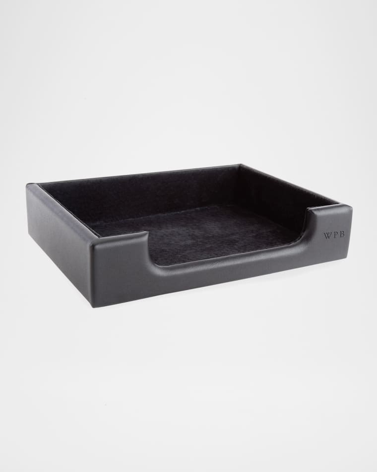 ROYCE New York Personalized Leather Note Desk Tray