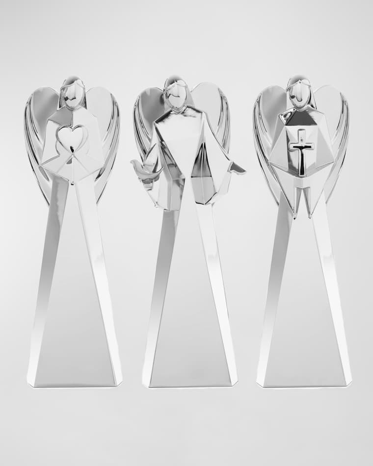 Nambe Mini Angel Figurines Faith, Love, & Peace - Set of 3