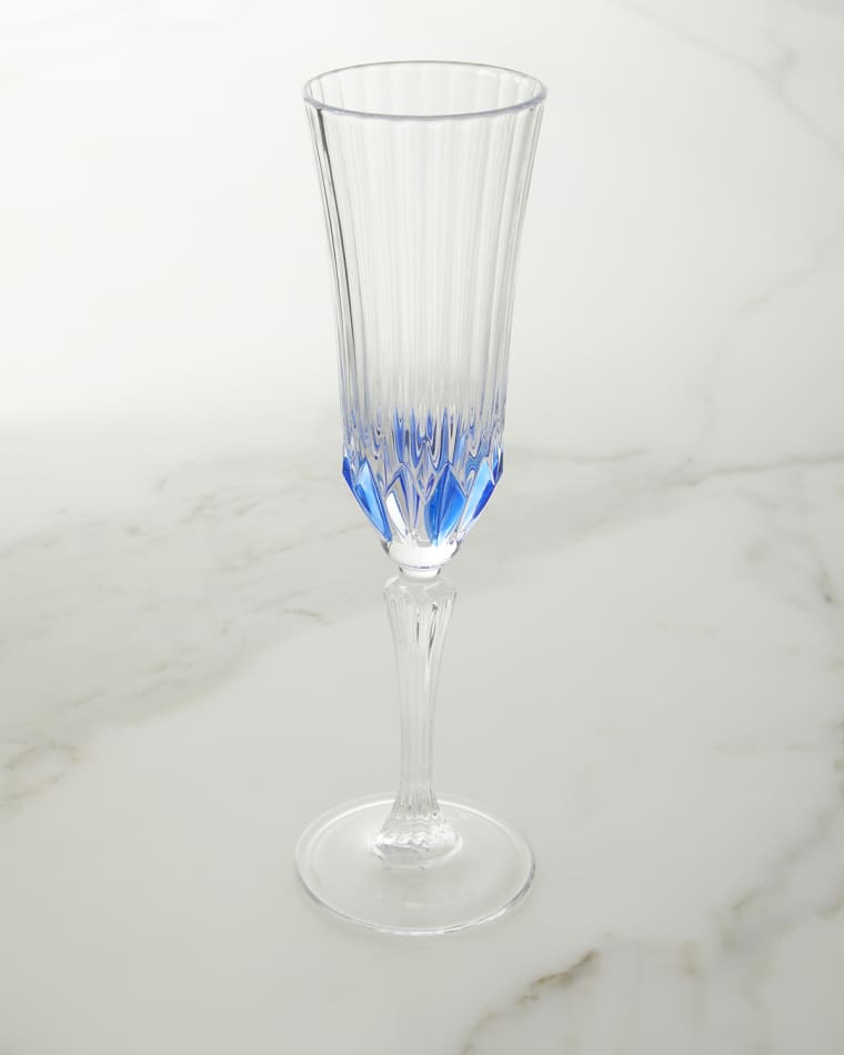 Neiman Marcus Blue Champagne Flute Glasses, Set of 4