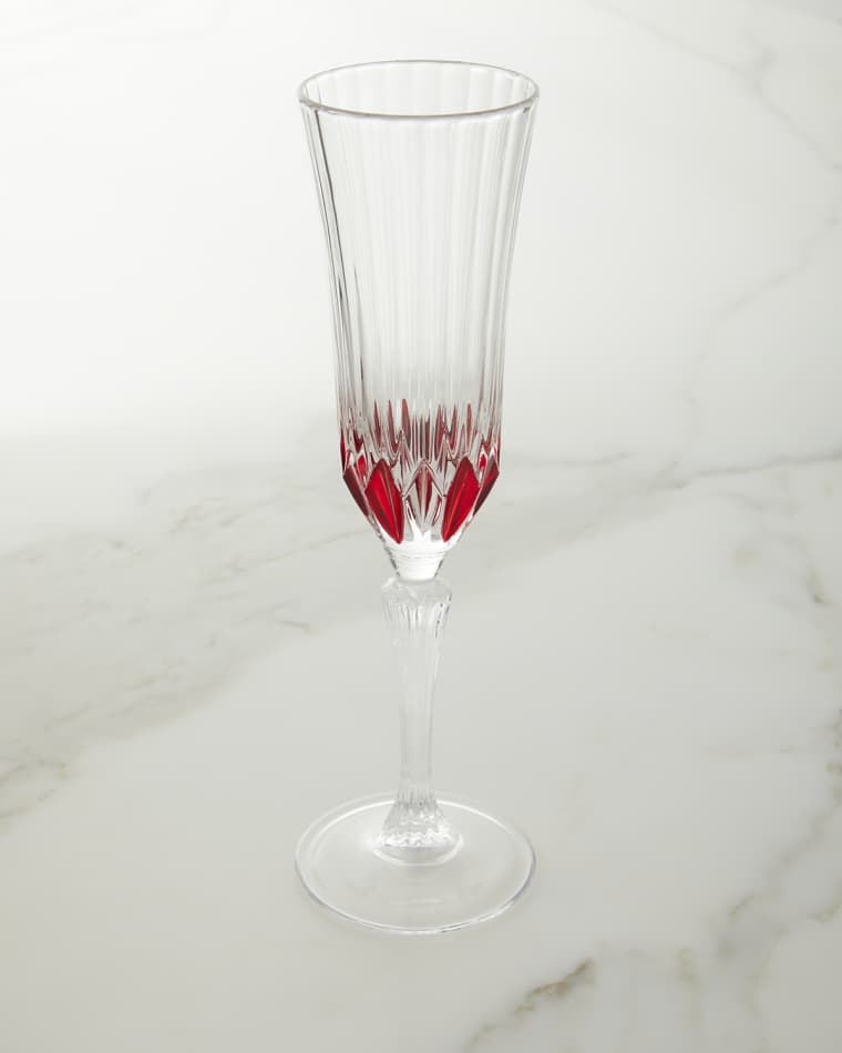 Neiman Marcus Red Champagne Flute Glasses, Set of 4