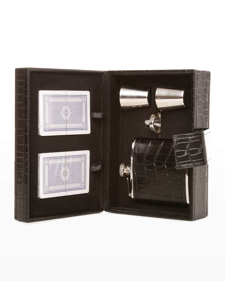 Brouk and Co Black Croc Gamer Flask Set