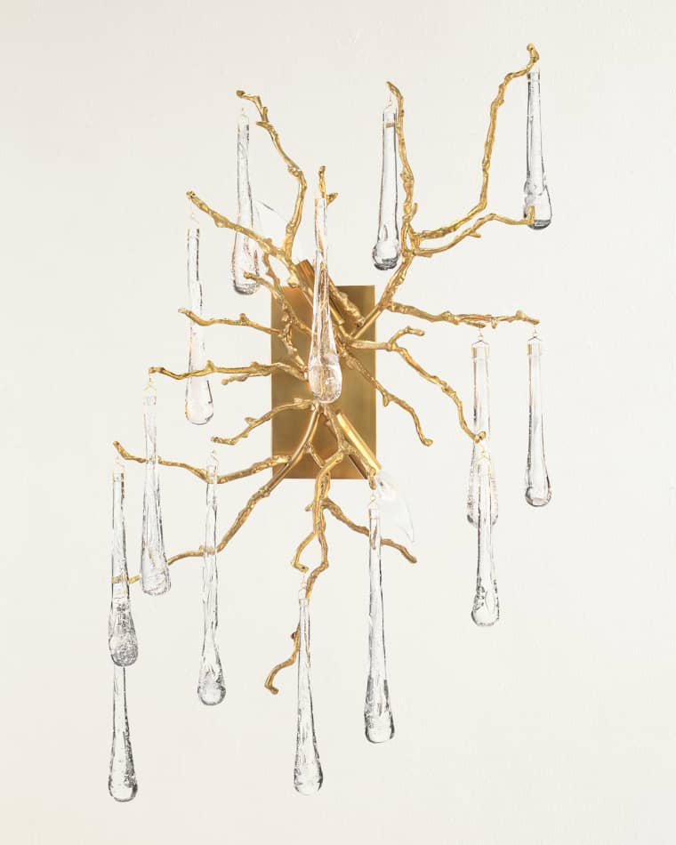 John-Richard Collection Brass & Glass Teardrop Two-Light Wall Sconce