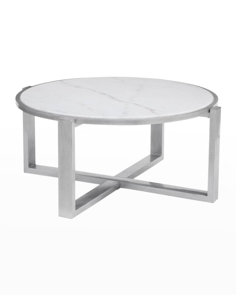 All Furniture At Neiman Marcus, Embry Round Glass Top Coffee Table With Gold Accent