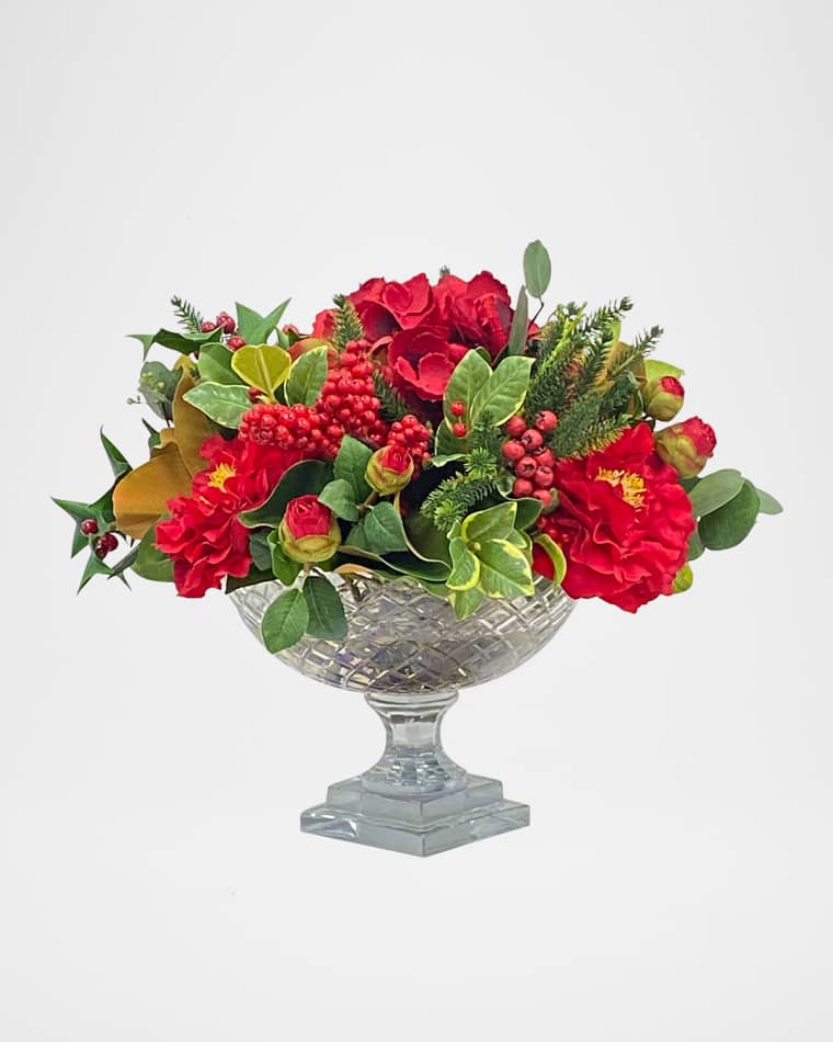 Winward Home Faux Camellia Berry Floral Arrangement in Vase