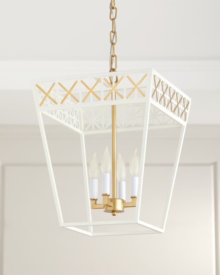 Old World Design Caitlyn Gloss White & Gold Lantern