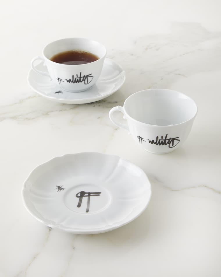 Off White c/o Ginori 1735 Porcelain Tea Cup & Saucer Set