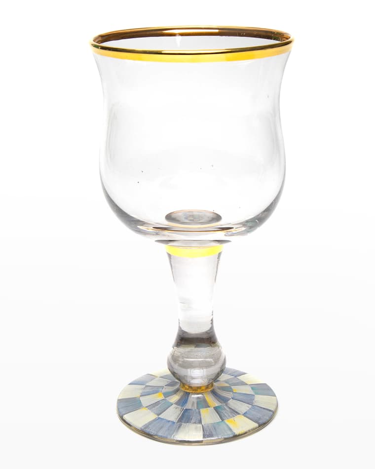 MacKenzie-Childs Sterling Check Wine Glass