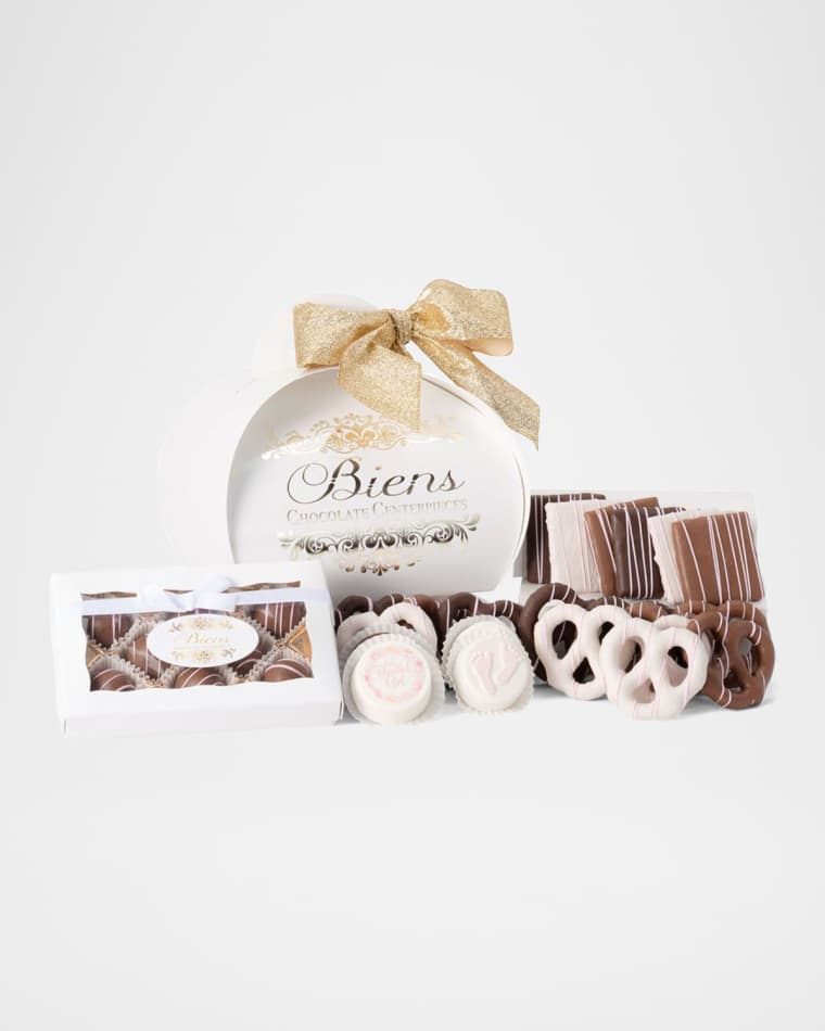 Biens Chocolate Centerpiece Baby Large Tulip Box - Light Blue