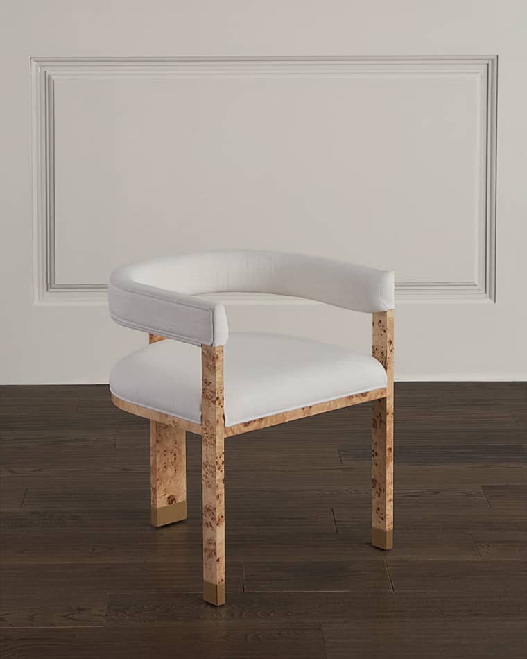 Worlds Away Burlwood Barrel Back Dining Chair