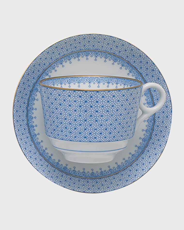 Mottahedeh Cornflower Lace Teacup & Saucer Plate