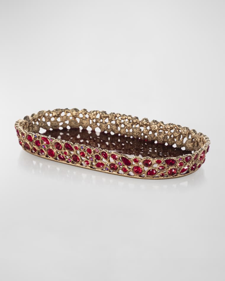 Jay Strongwater Ruby Bejeweled Tray