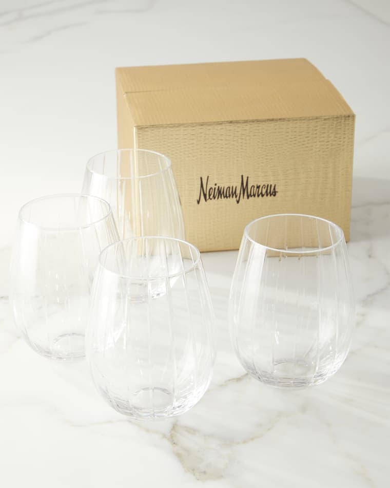 Neiman Marcus Cut Stemless Wine Glasses, Set of 4