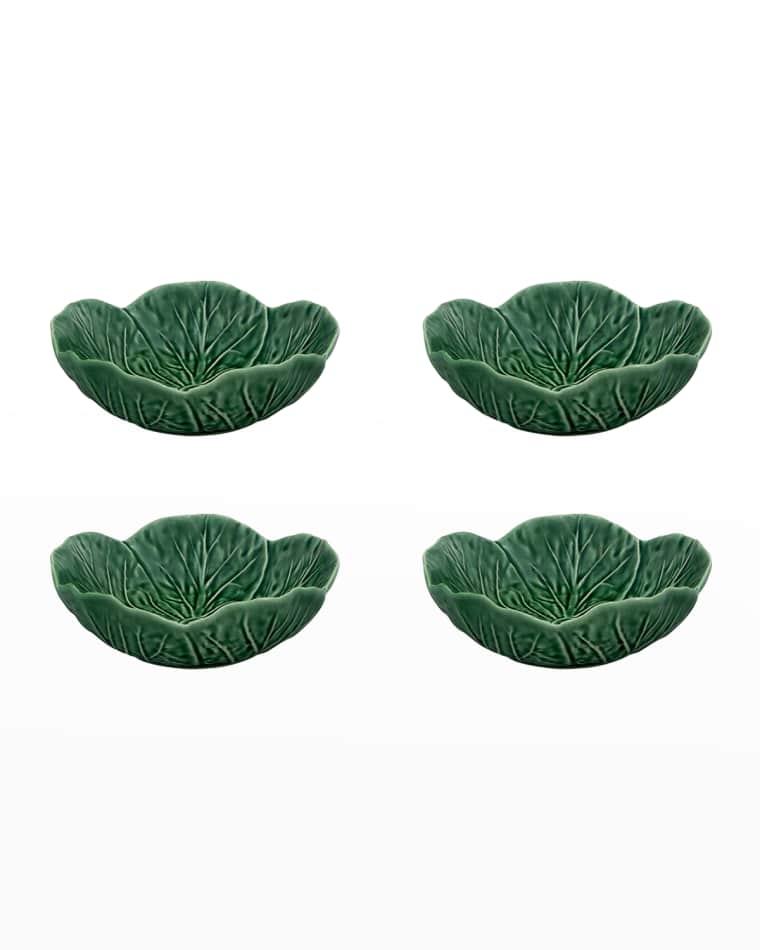 Bordallo Pinheiro Cabbage 13 oz. Bowls, Green - Set of 4