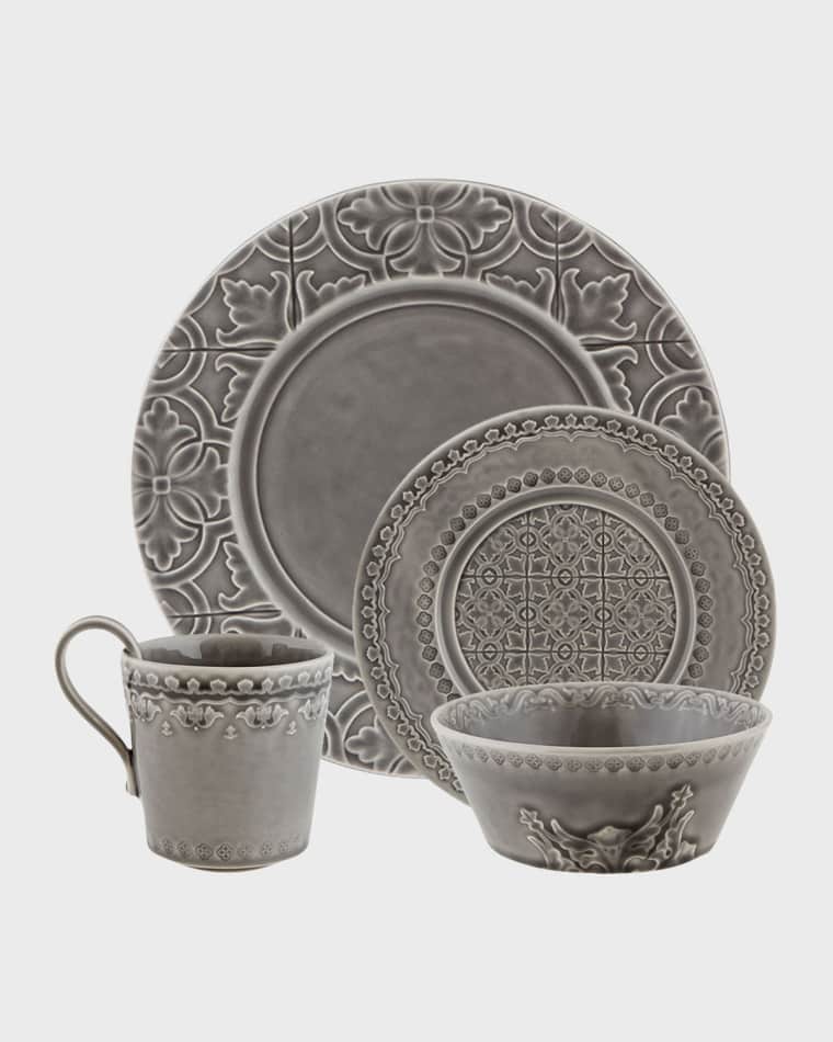 Bordallo Pinheiro Rua Nova 4-Piece Anthracite Dinnerware Set