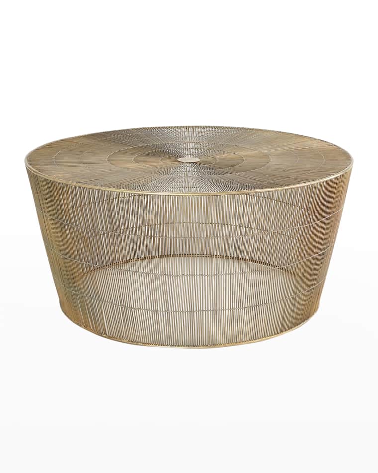 Coffee Tables Side At Horchow, Embry Round Glass Top Coffee Table With Gold Accent