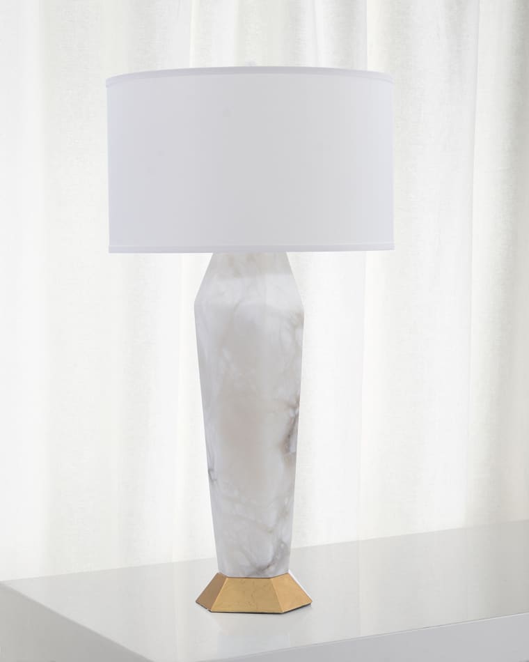 John-Richard Collection Marble & Gold Leaf Hexagon 39" Table Lamp