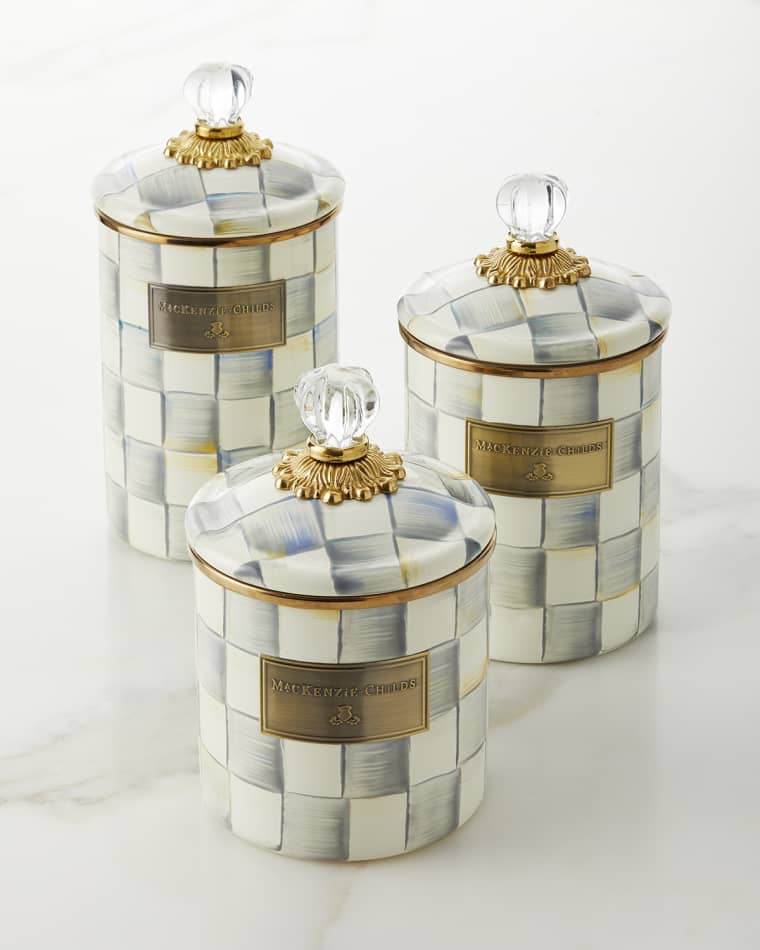 MacKenzie-Childs Sterling Check Small Canister Medium Sterling Check Canister