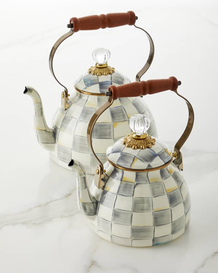 MacKenzie-Childs Sterling Check Tea Kettle, 2qt. Sterling Check Tea Kettle, 3qt.