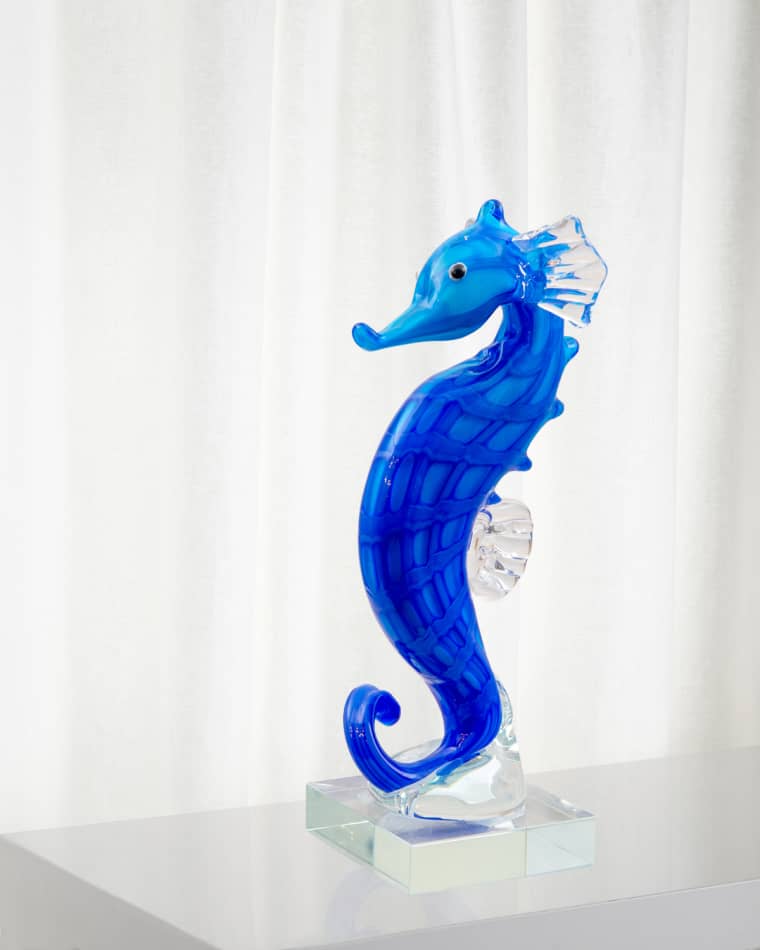 Dale Tiffany Pisces Art Glass Sea Horse Sculpture - 4" x 3.25" x 8.25"