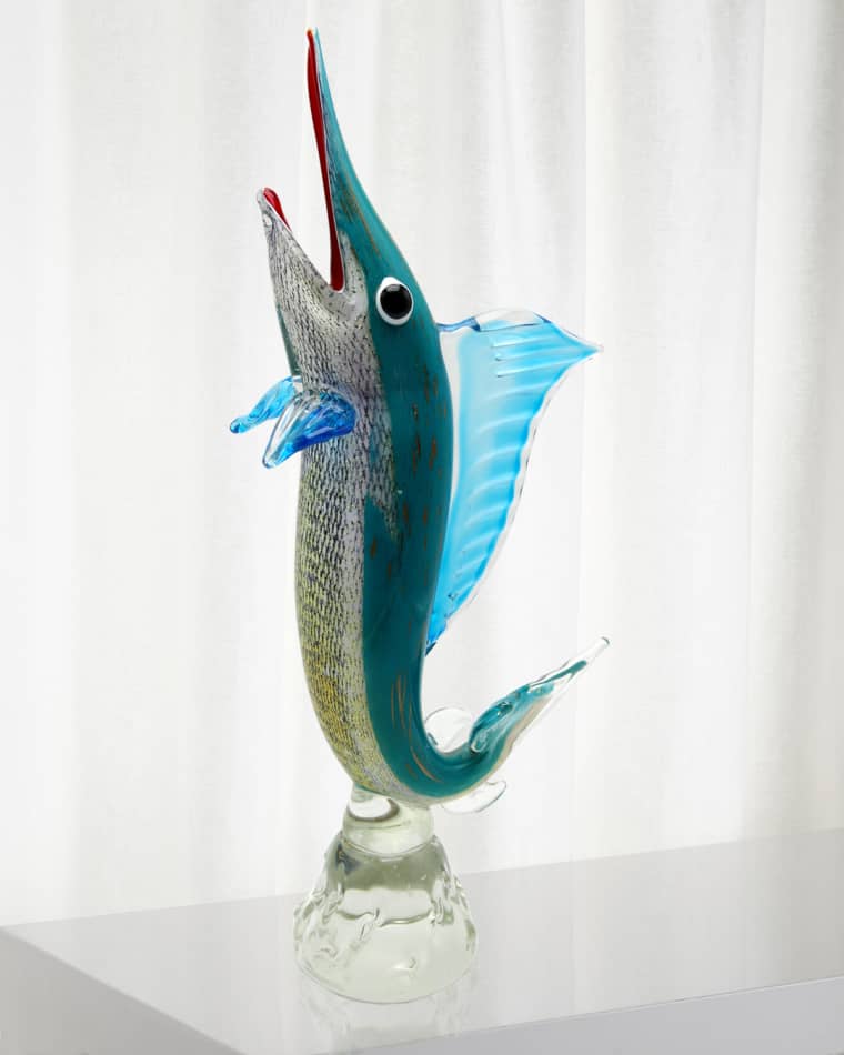 Dale Tiffany Marlin Art Glass Sculpture - 9" x 3.5" x 22.5"
