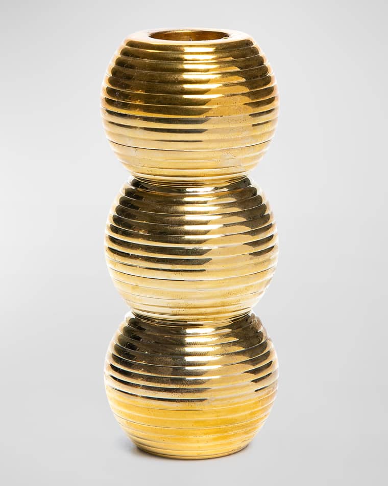 MacKenzie-Childs Ribbed Triple Sphere Candle Holder