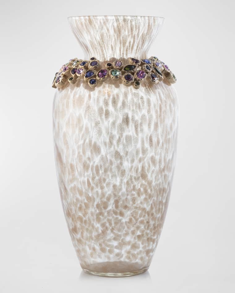 Jay Strongwater Norah Bejeweled Vase - Peacock