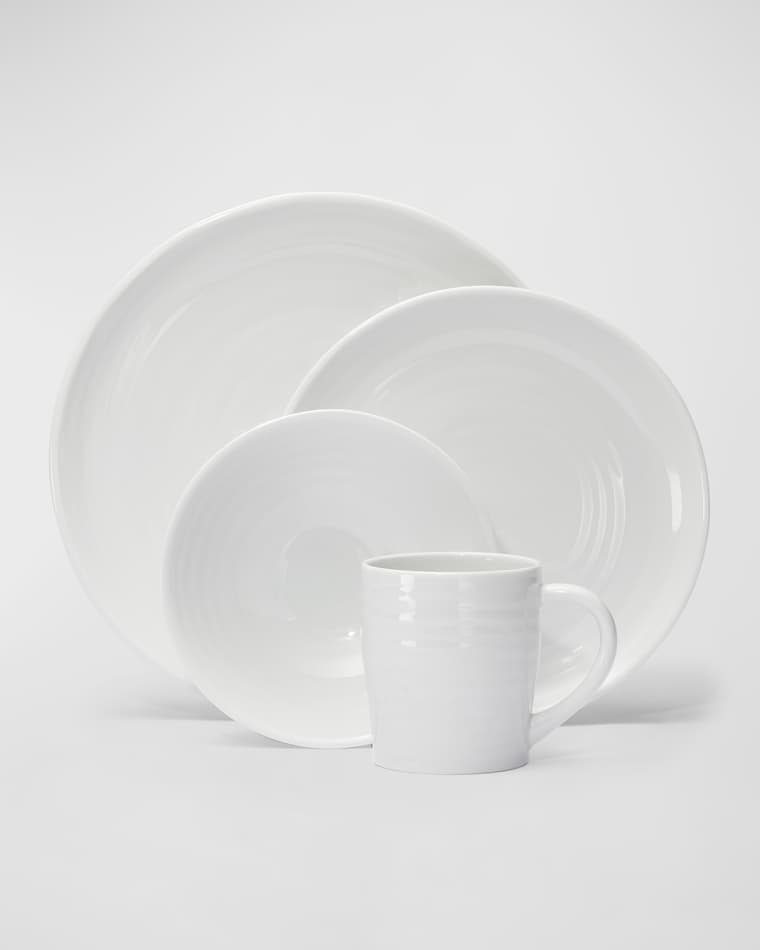 Bernardaud Origine Tea Cup Origine Tea Saucer, White Origine White Service Plate, 12.2"