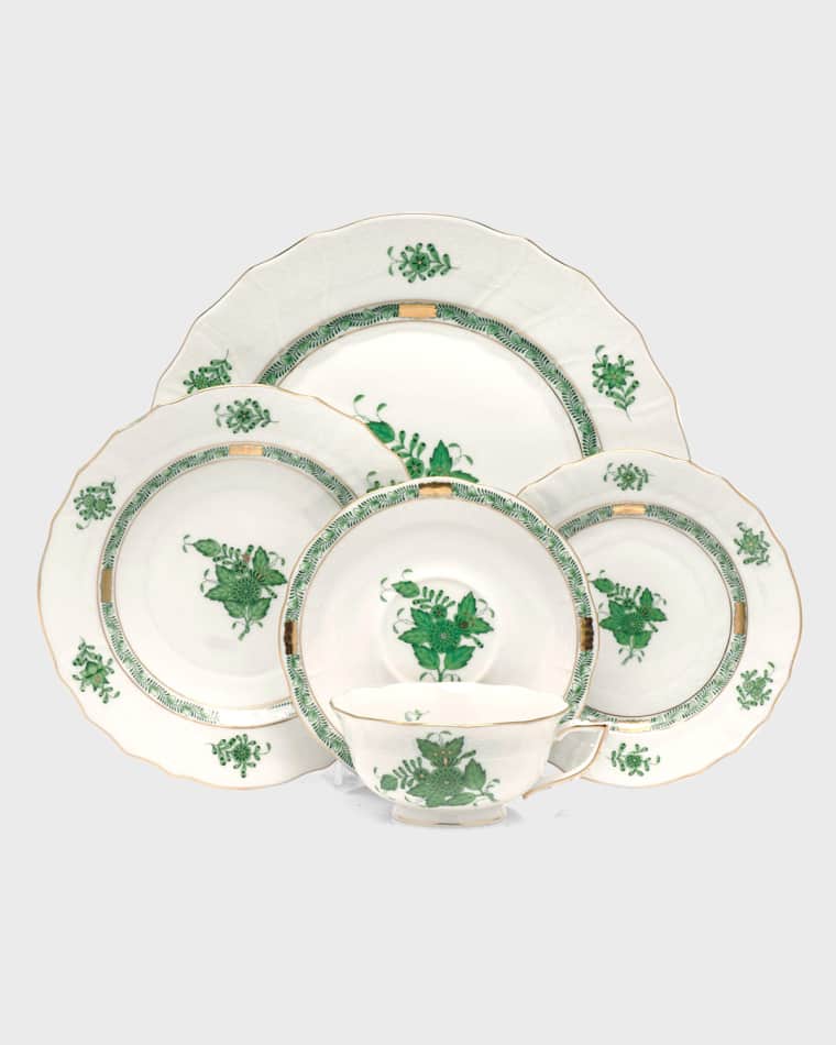 Herend Chinese Bouquet Green Cream Soup Cup Green Chinese Bouquet Salad Plate